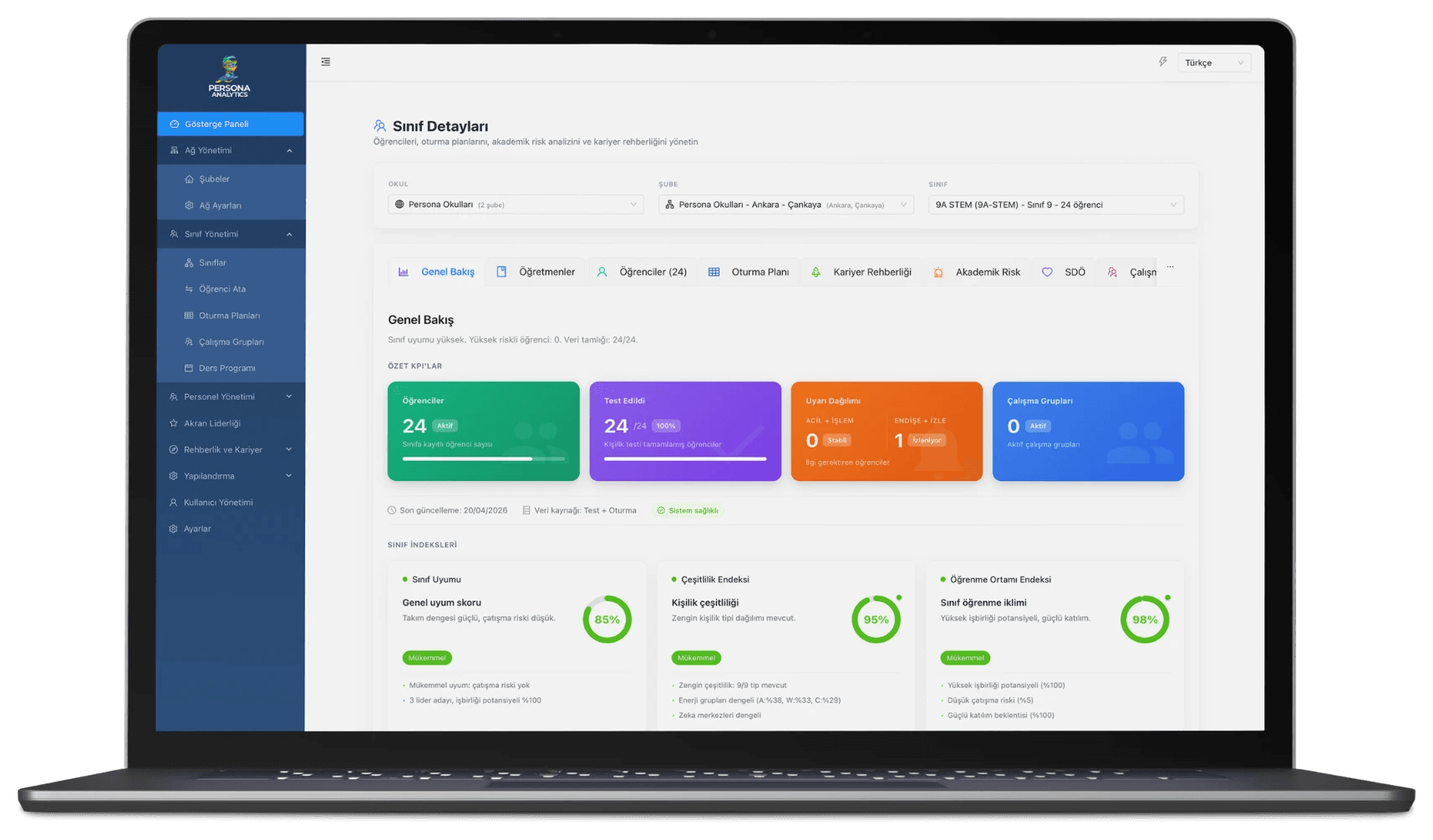 Persona EDU counselor dashboard on a laptop